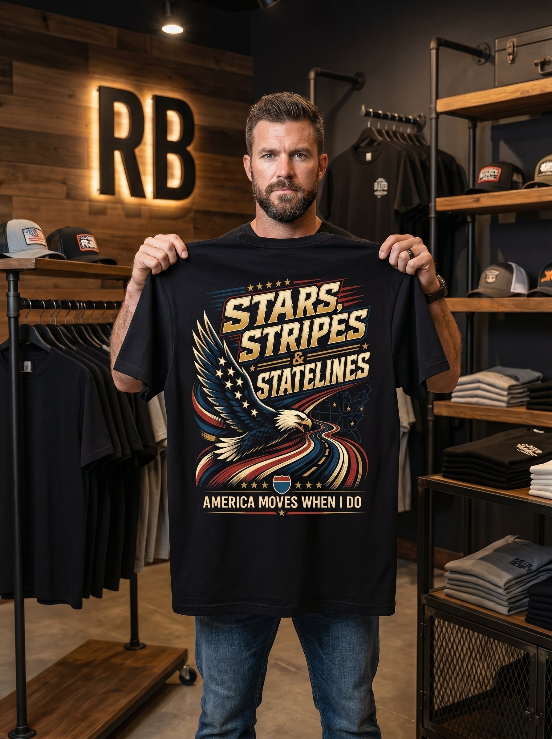 Stars, Stripes & State Lines V2 - Premium Tee New