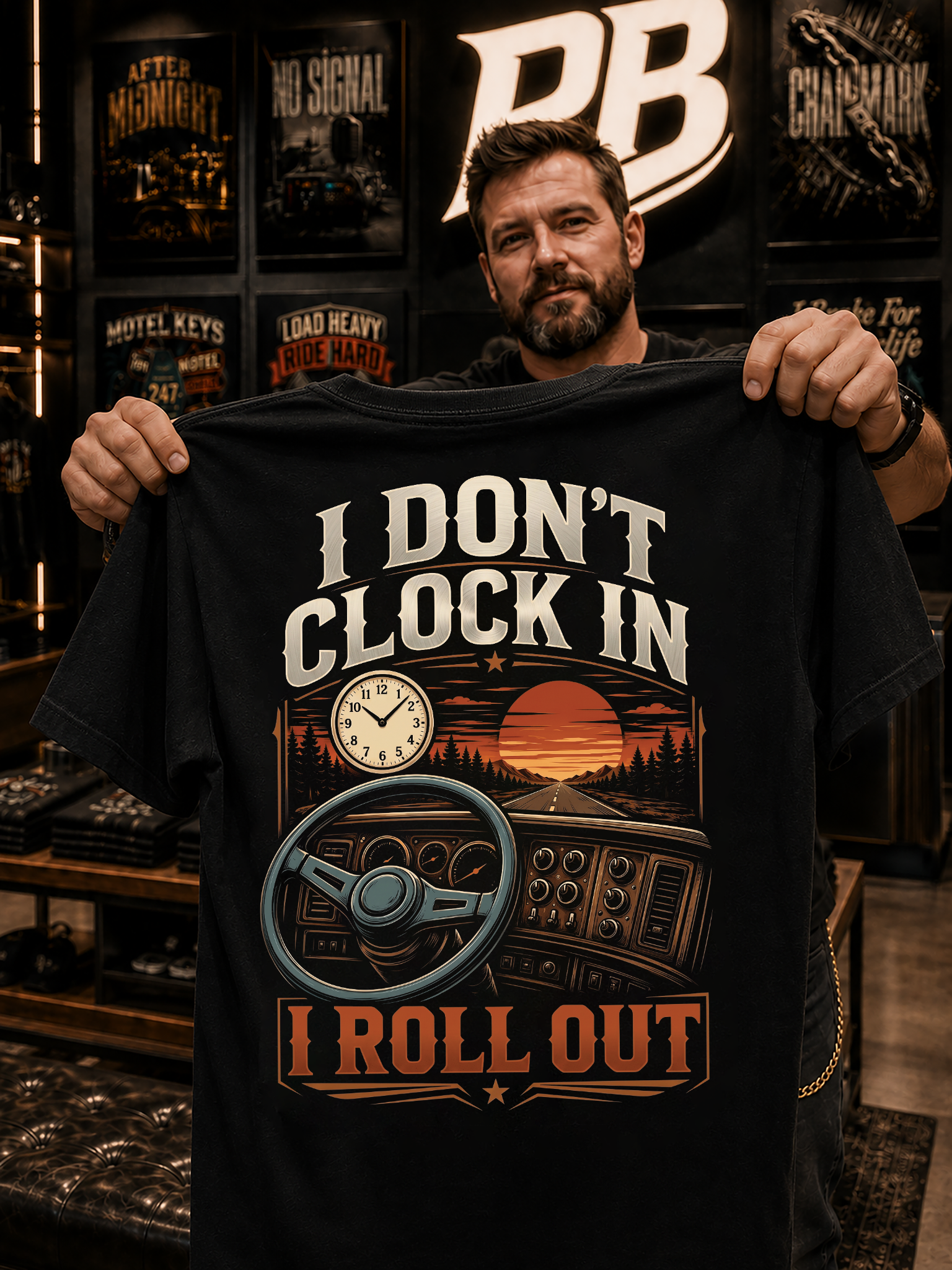 I Don’t Clock In I Roll Out - Tee Front Back