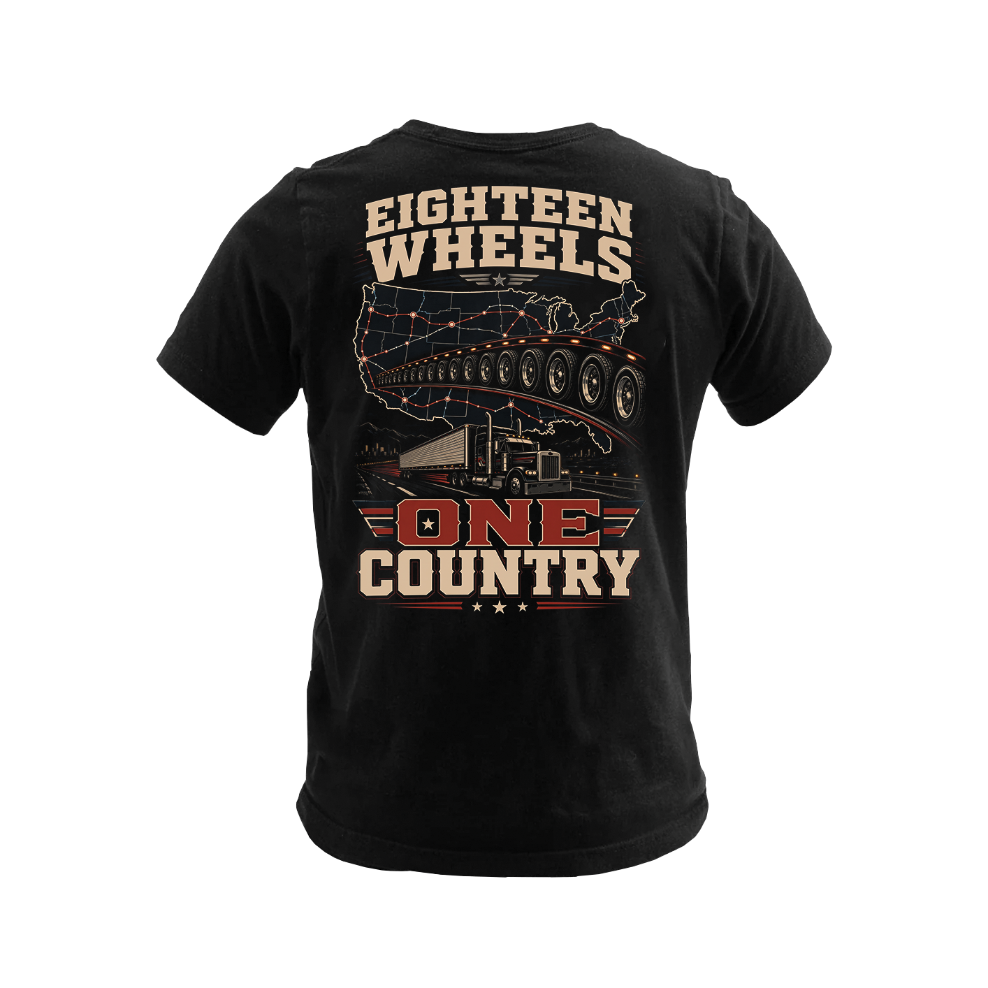 Eighteen Wheels One Country - Tee Front Back