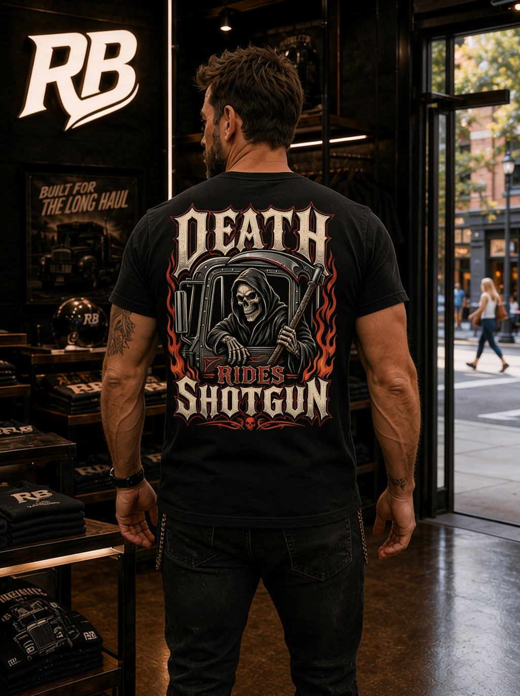 Death Rides Shotgun - Premium Tee New